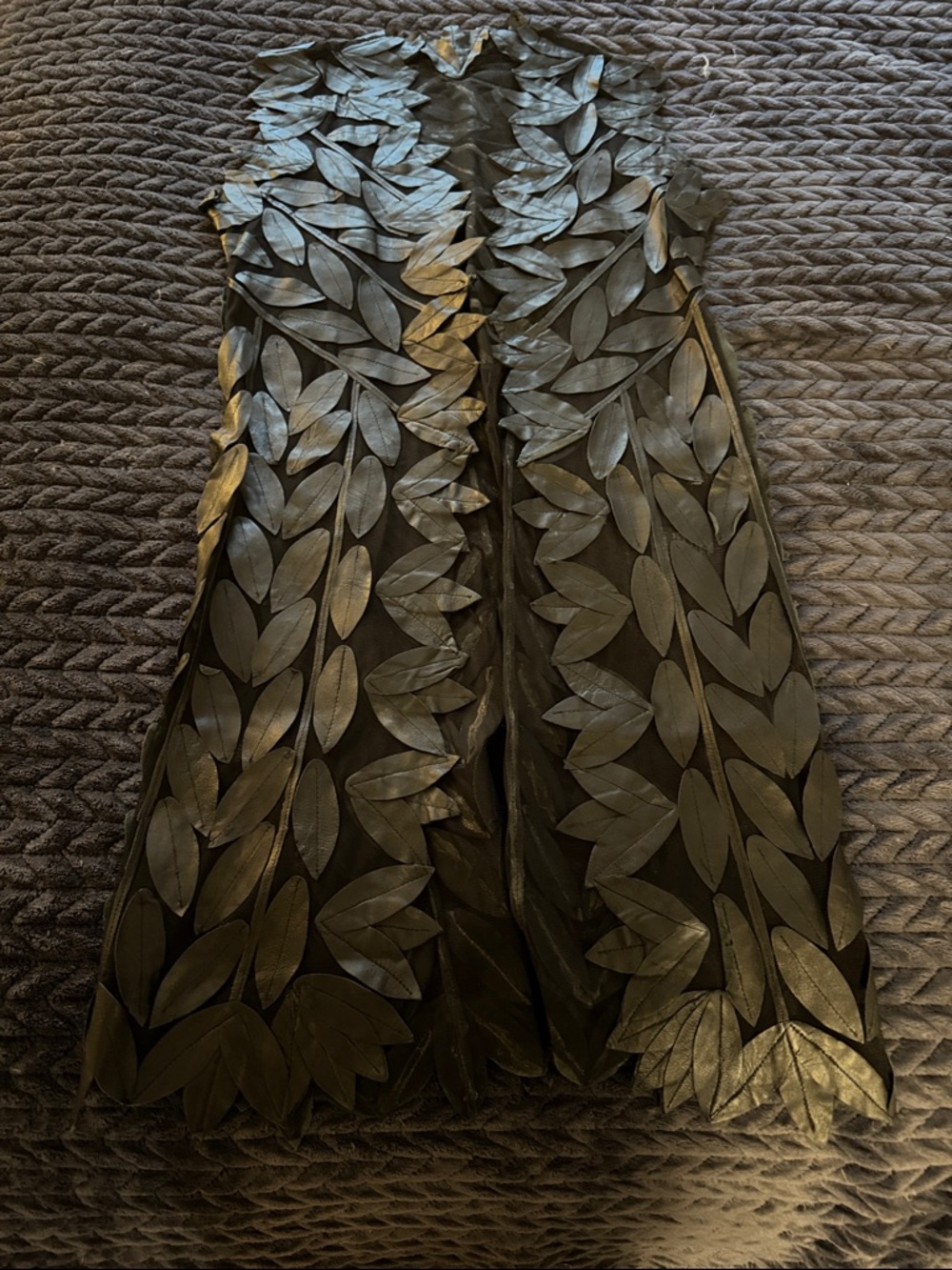 Saks Fifth Avenue Black Leaf-Appliqué translucent vest overlay